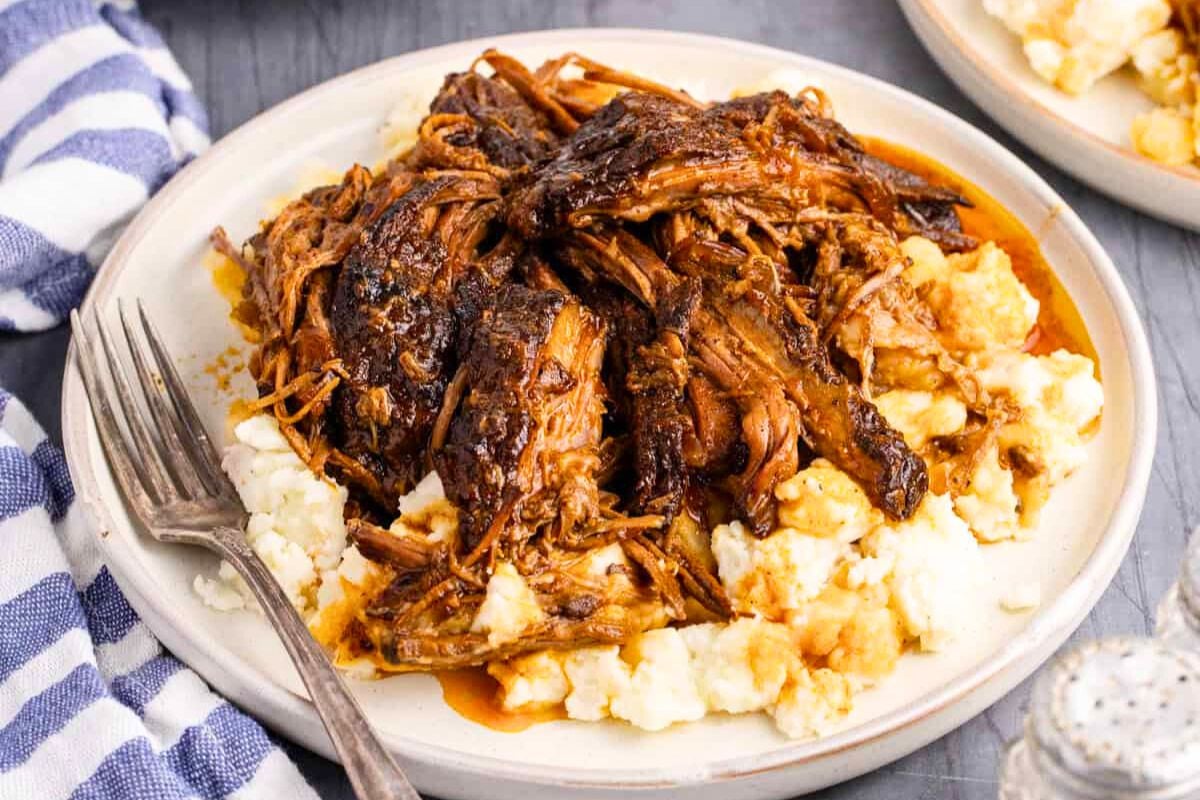 Slow Cooker Brisket served on a plate.