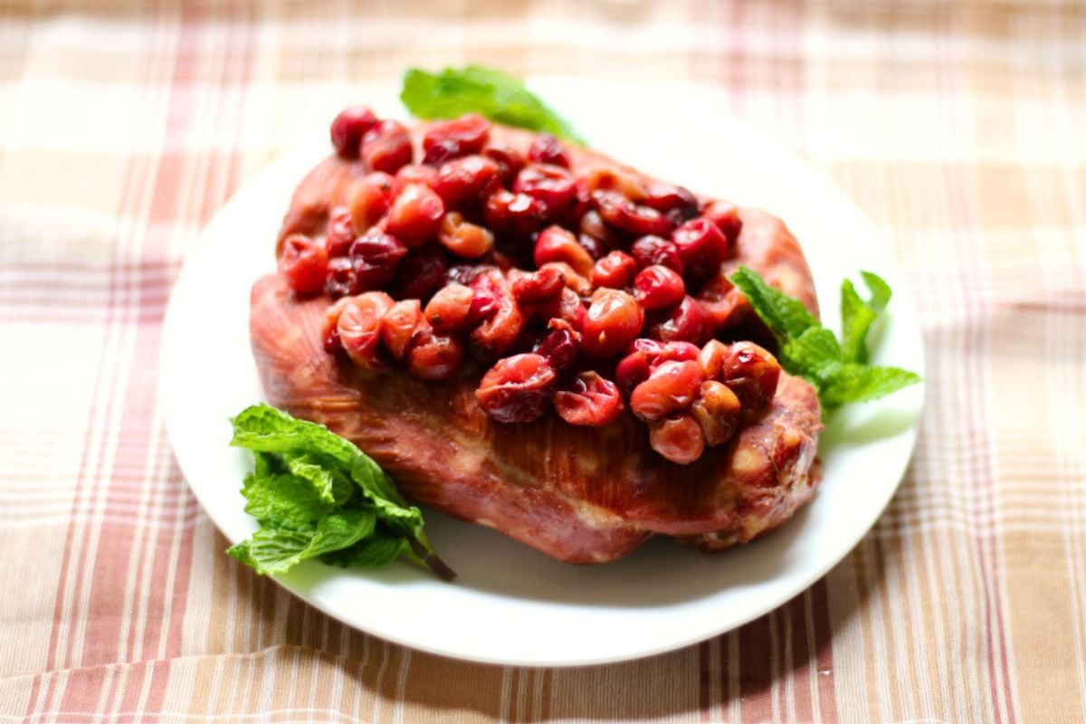 Slow Cooker Cranberry Chicken served on a plate.
