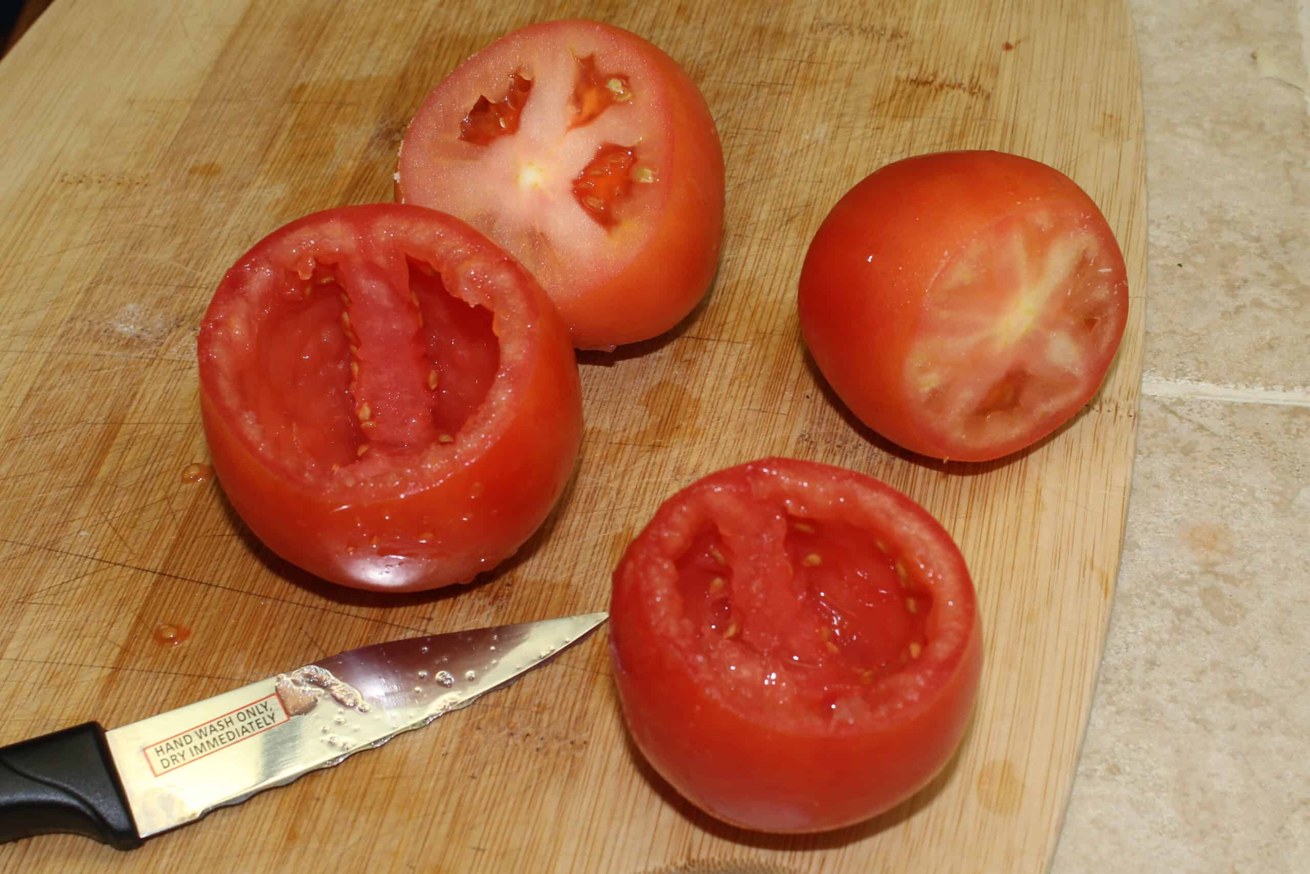 These delicious Stuffed Tomato Pepperoni Snacks are gluten-free, healthy, and very kid-friendly! They make the perfect after school snack!